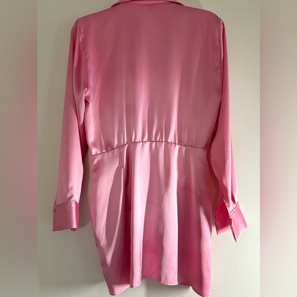 Zara Pink Wrap Effect Mini Satin Robe - Picture 3 of 5